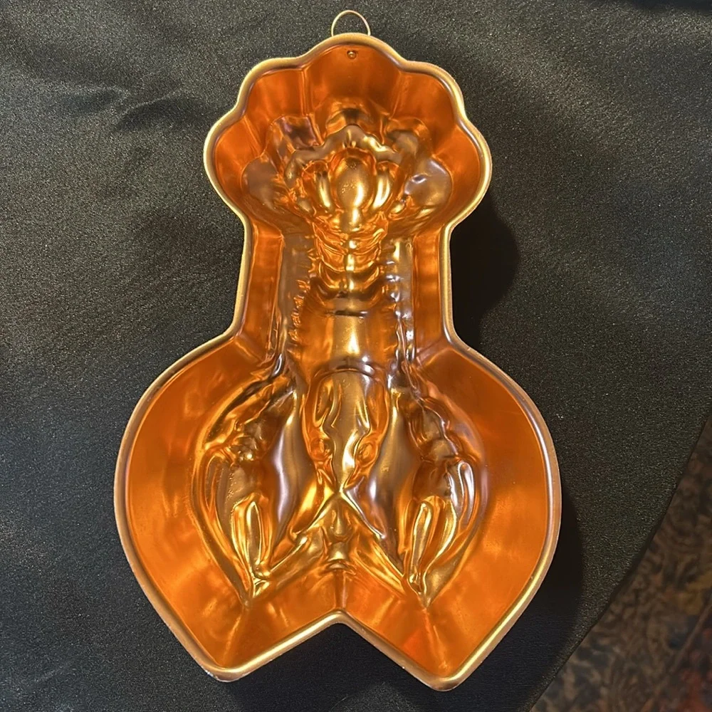 Vintage Gold Metallic Lobster Mold by Vintage